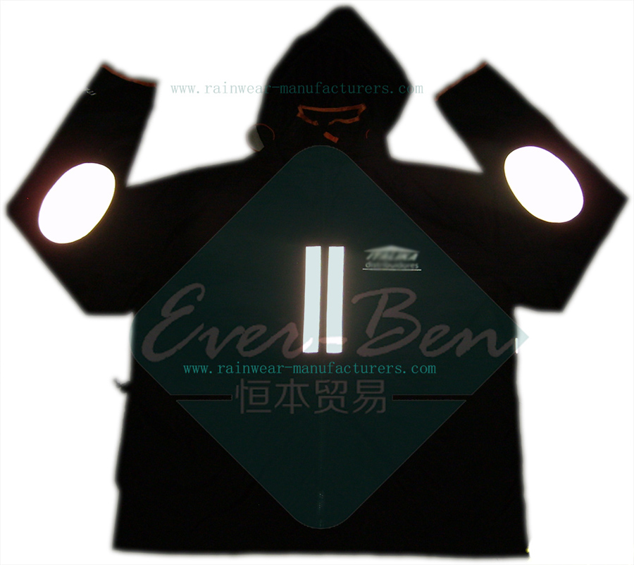 Black Waterproof Motorcycle Jacket with Reflective Tape